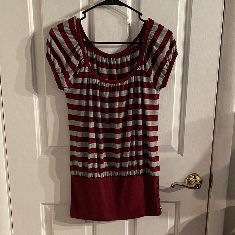 Striped Red and Gray Top